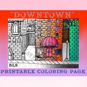 Downtown Printable Coloring Page Kids/adults Colouring Sheet PNG File ...