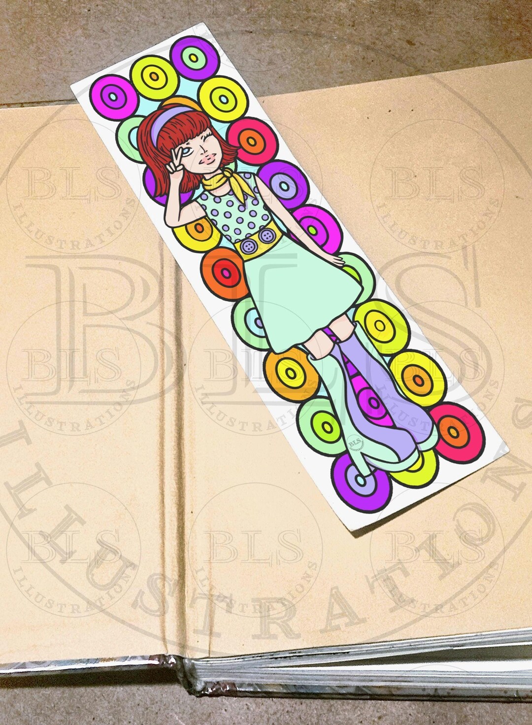 Digital Bookmark-disco Girl Printable Bookmark-virtual Study Aid-retro ...