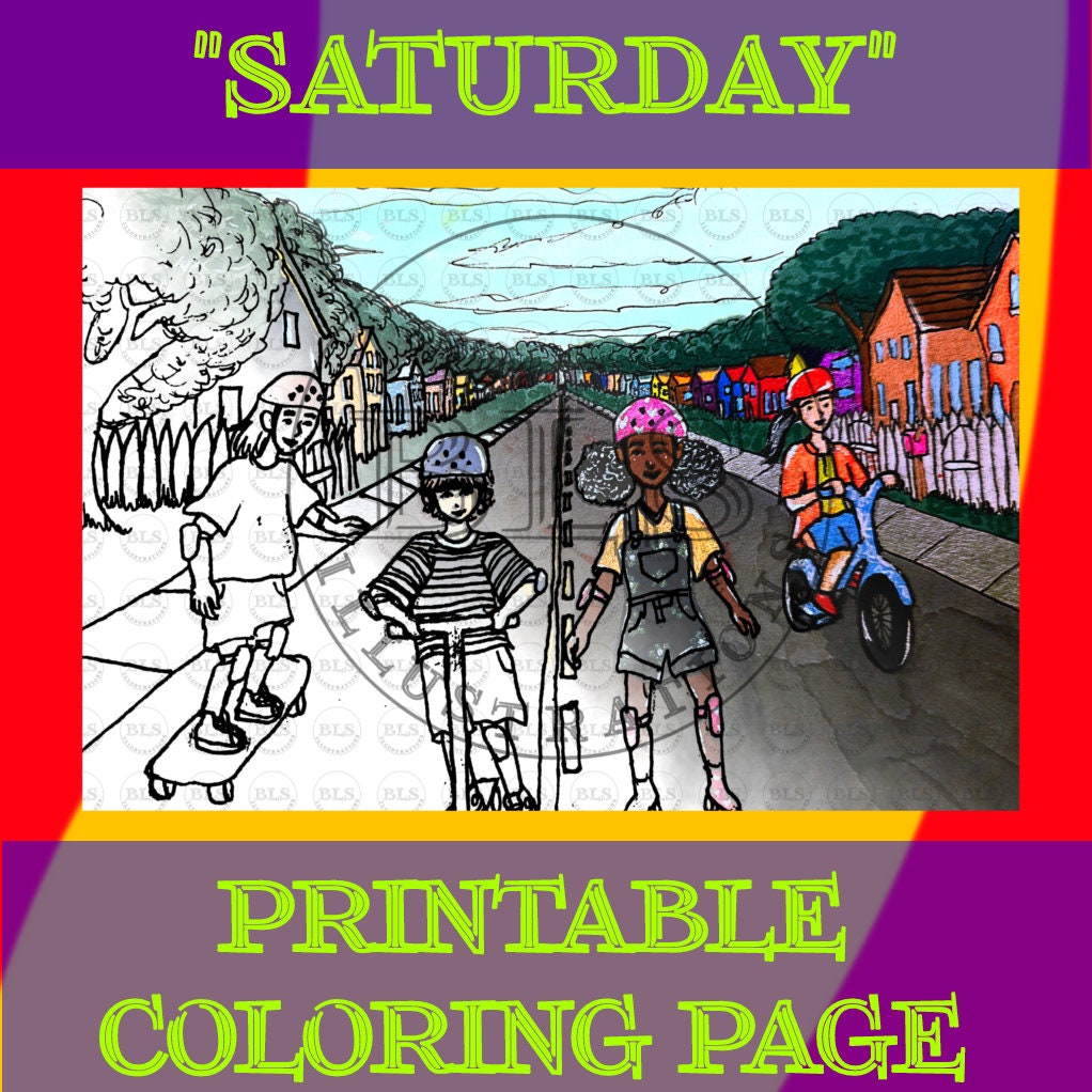 Saturday Printable Coloring Page - Etsy
