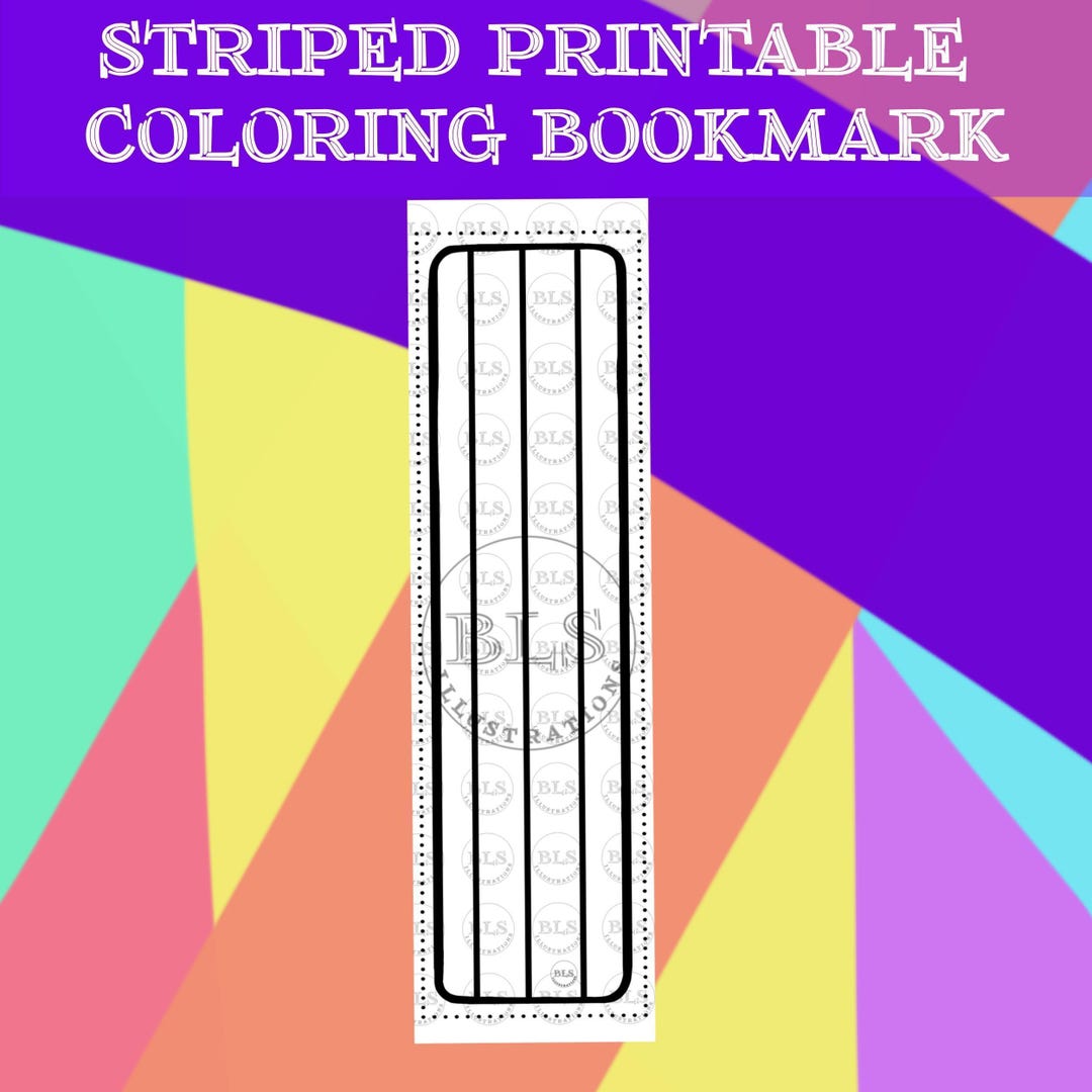 Striped Book Mark-printable Coloring Bookmark-virtual Bookmark Png ...
