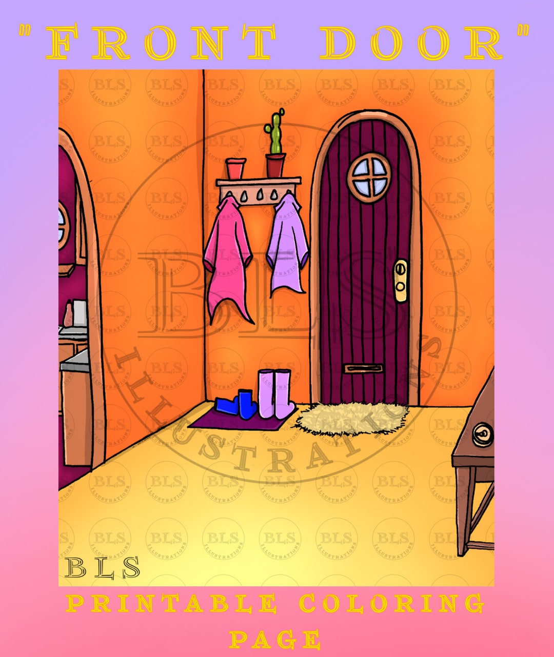 Front Door Printable Coloring Page Original Hand Drawn - Etsy