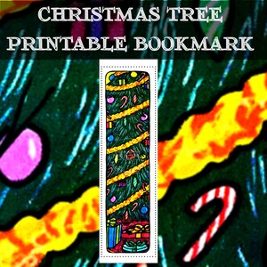 Christmas Tree Printable Bookmark-Christmas Bookmark-Digital Bookmark-Bookmark PNG-Bookmark Design-Gift for Readers-Book Lovers Gift