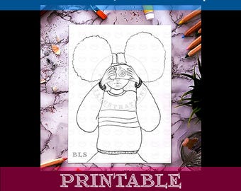 Coloring Page-Photographer Printable Coloring-Adult Coloring Page-Line Art-Hand Drawn Original Artwork-Coloring Sheet for Adults