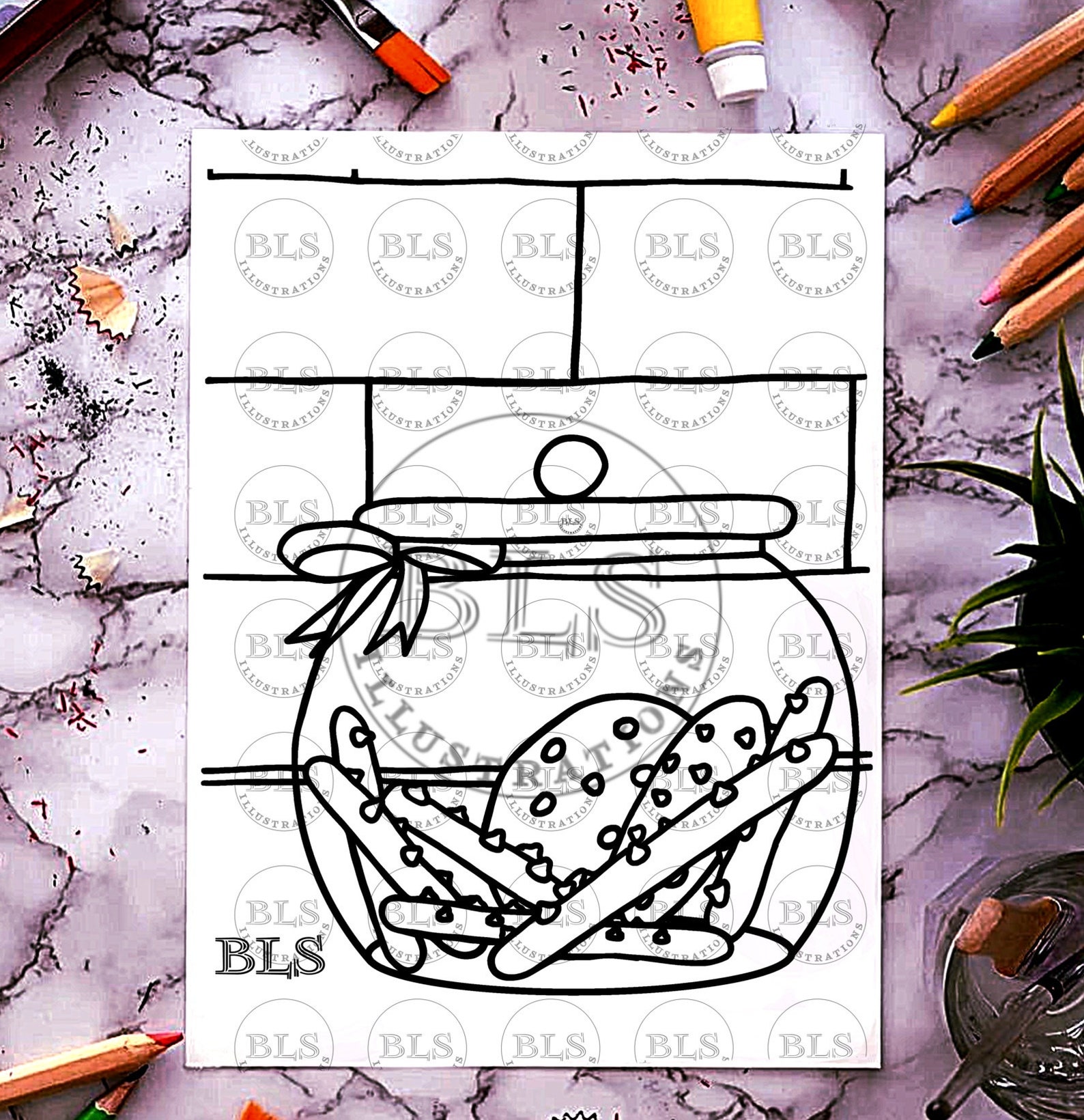 Cookie Jar Printable Coloring Page Digital Download Coloring Page for ...
