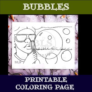 Adult Coloring Page-Bubbles Printable Coloring-Coloring Page for Kids-Coloring Sheet-Summer Indoor Activity-Spring Line Art-Original Artwork