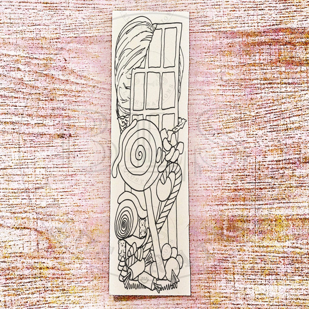 Cute Candy Bookmark-printable Coloring Craft-virtual PNG DIY Reading ...