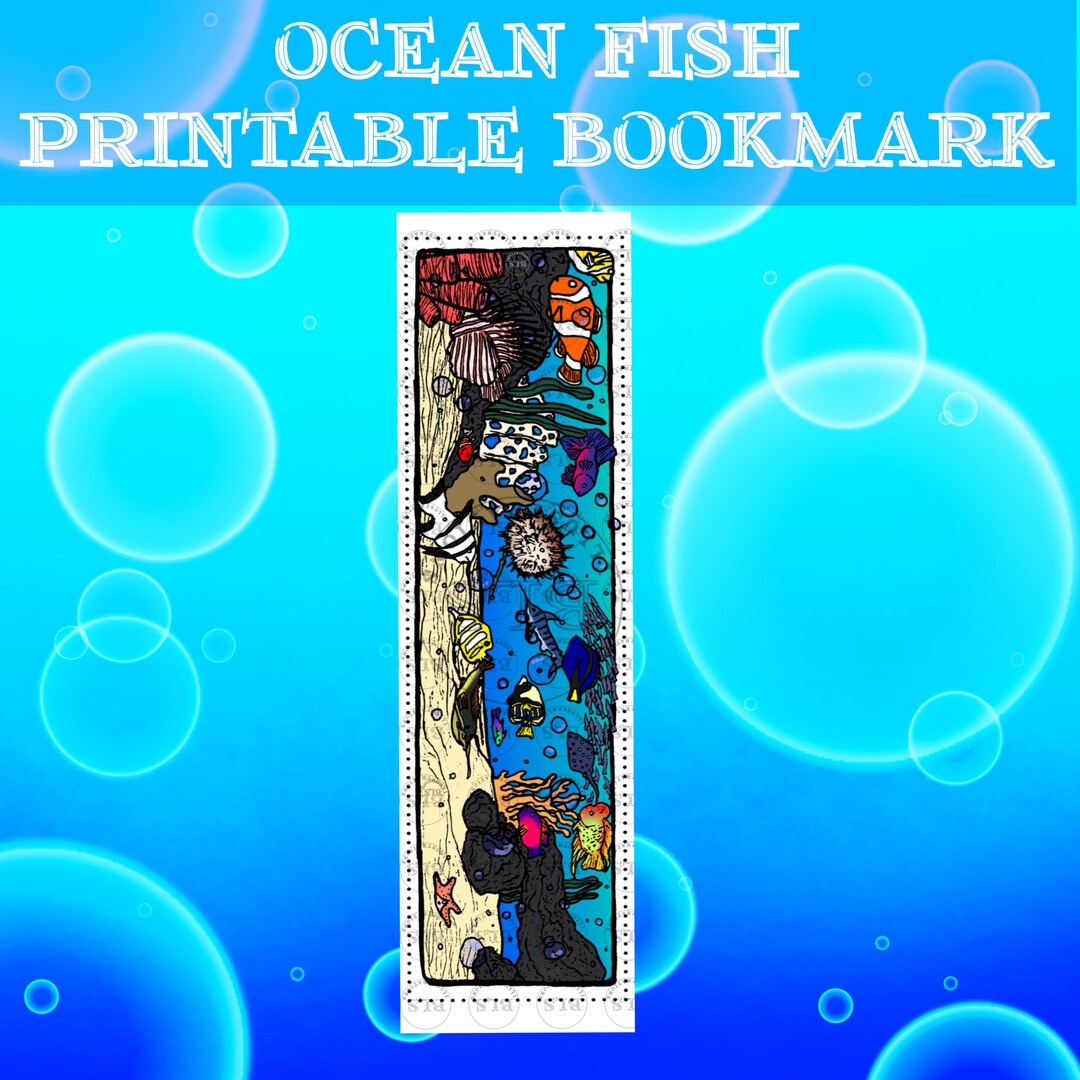Fish Bookmark Pattern Ocean Fish Printable Bookmark-digital Bookmark-bookmark Png-bookmark ...
