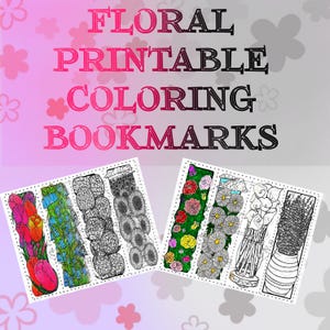Digital Bookmarks-floral Printable Coloring Bookmarks Bundle-virtual ...
