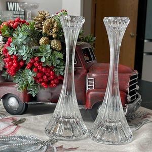 Pair of Vintage Mikasa Park Lane Candlestick Holders, Mikasa Candlestick Holder, Crystal Candlestick, Wedding gift, Elegant Home Décor, Gift