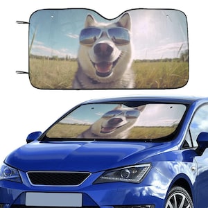 Husky Car Sun Shade,  Dog Sunglasses Funny Siberian Windshield Accessories Auto Vehicle Truck Protector Window Visor Screen Blocker Sunshade