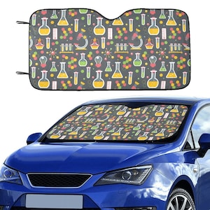 Science Windshield Sun Shade, Chemistry Nerdy Engineering Car Accessories Auto Protector Front Window Visor Screen Decor Gift 55&quot; x 29.53&quot;