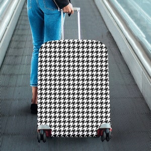 Houndstooth Bagage Cover, Zwart Wit Koffer Tas Protector Wasbare Wrap Travel Klein Groot Esthetisch Cadeau
