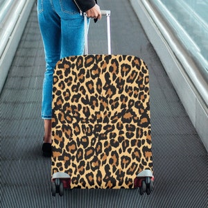Leopard Luggage Cover, Animal Print Suitcase Bag Protector Washable Carry On Wrap Small Large Travel Gift
