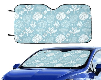 Osłona przeciwsłoneczna Coral Reef na przednią szybę, Blue Sea Ocean Car Accessories Auto SUV Vehicle Protector Window Shade Visor Screen Cover Decor