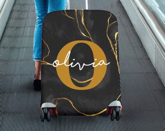 Capa de bagagem personalizada, nome personalizado, texto, monograma, impressão estética, protetor de mala, viagem, embalagem personalizada, pequeno, grande, presente