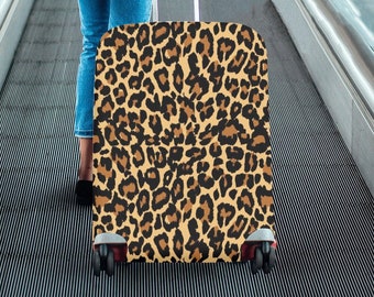 Capa de bagagem de leopardo, protetor de bolsa de mala com estampa animal lavável para transporte pequeno e grande presente de viagem