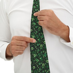 Emerald Green Necktie, Dark Floral Flowers Neck Tie Fancy Classic Chic Gift for Him Men Tuxedo Groomsmen Groom Wedding Suit Cravat