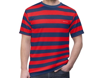 Red and Blue Striped Men Shirt Navy Vintage Wide - Etsy Denmark