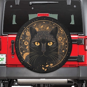 Schwarze Katze Ersatzreifenabdeckung, zusätzliches Hinterradzubehör Benutzerdefinierte einzigartiges Design