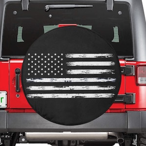 American Flag Spare Tire Cover, USA Patriotic Distressed Backup Camera Hole Wheel Unique RV Back Cars RV Men Women Girls Trailer Campers