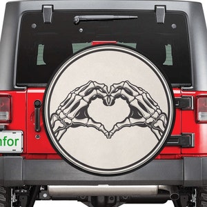 Skeleton Hände Herz Ersatzreifenabdeckung, lustiger Valentinstag verdienen hintere Unterstützungskamera-Loch-Rückseite Hinterrad-Auto einzigartig RV Camper Camping