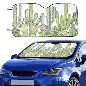 Cactus Windshield Sun Shade, Succulent Plants Nature Car Accessories Auto Cover Protector Window Visor Screen Decor 55" x 29.53"