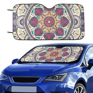 Mandala Windshield Sun Shade, Boho Bohemian Car Accessories Auto Cover Protector Window Visor Screen Decor 55&quot; x 29.53&quot;