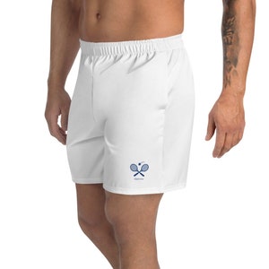 Tennis Men&#39;s Athletic 6.5&quot; Long Shorts, Vintage Racket Racquets Sports Player White Retro Beach Shorts with Pockets Outfit Gift