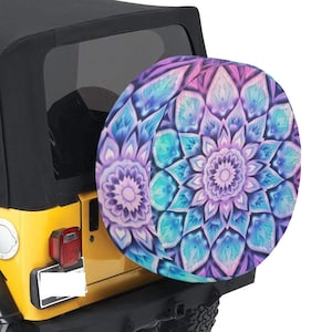 Mandala Spare Tire Cover, Tie Dye Rear Auto Vehicle Backup Camera Hole Unique Back Wheel Cars RV SUV Off Road Men Women Girls Trailer Camper