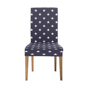 American Stars Dining Chair Seat Covers, White Blue Patriotic USA Stretch Slipcover Furniture Dining Room Home Decor