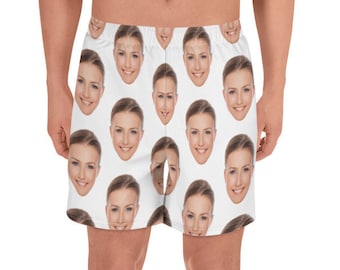 Benutzerdefinierte Foto Gesicht Herren Shorts, Junggesellinnenhochzeit Hirsch maßgeschneiderte sportlich Schwimmen Badehose Passendes Hochzeitsgeschenk