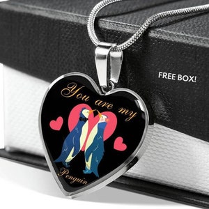 You are my Penguin Heart Pendant Necklace, Valentine&#39;s Day Gift for Her Girlfriend Wife From Boyfriend Husband Anniversary Birthday lovers