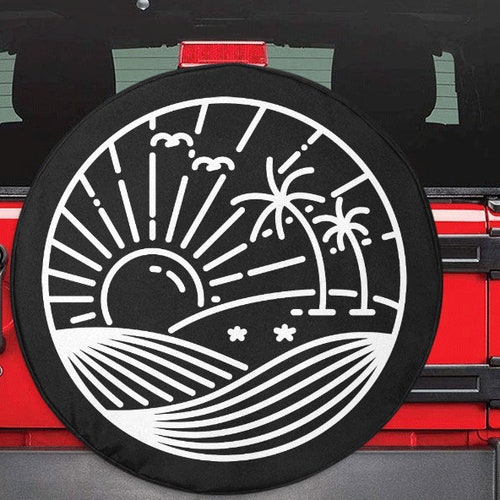 Jeep Tire Cover Spare Wheel Cover Rising Sun Palm Trees Etsy