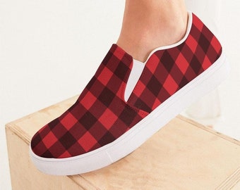 red plaid shoes womens