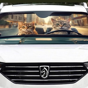 Cats Driving Car Sun Shade, Funny Front Windshield Coverings Blocker Auto Protector Window Visor Screen Cover Men Women