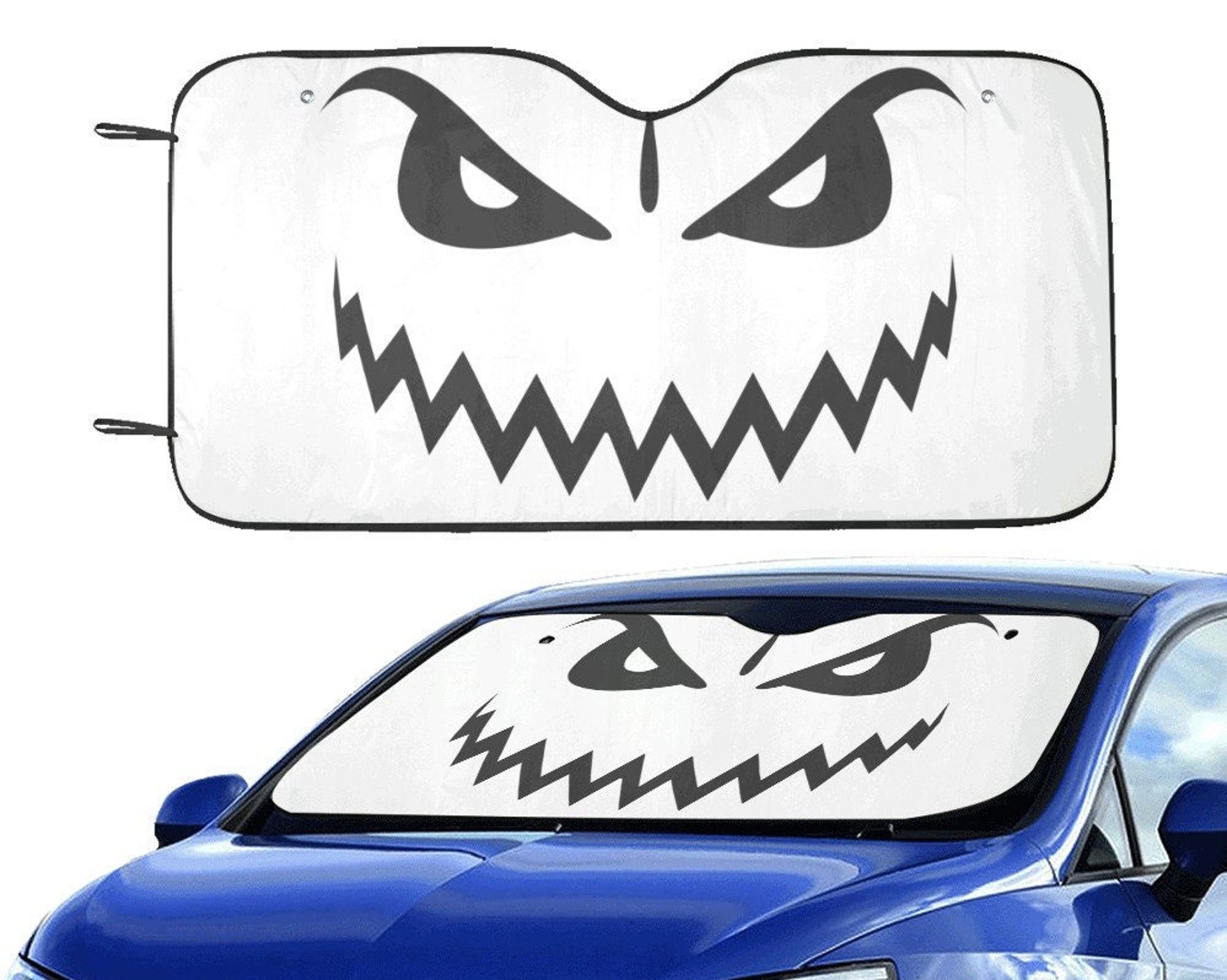 Discover Monster Face Windshield Sun Shade, Evil Angry Horror Goth Halloween