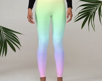 Pastel Rainbow Leggings, Tie Dye Leggings, Pastel Yoga Pants