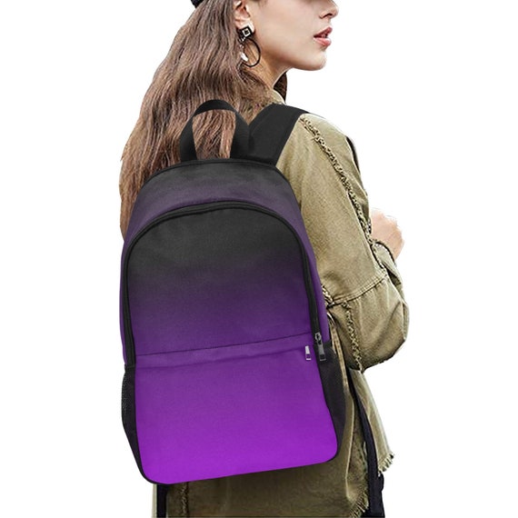 Black Purple Backpack Ombre Gradient Tie Dye Men Women Kids Gift Him Her School College Waterproof Side Mesh Pockets Aesthetic Bag Etsy Canada