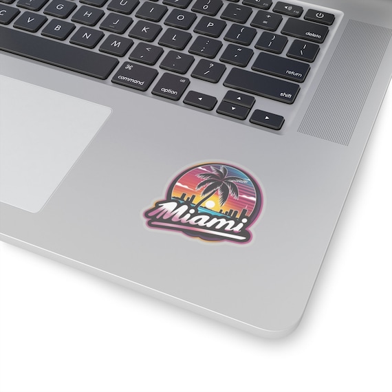Lot De Stickers Miami En Vinyle Format A5 - 9 Designs Rétro, Palmiers, Coucher De Soleil - Pour Valise, Ordinateur - 5