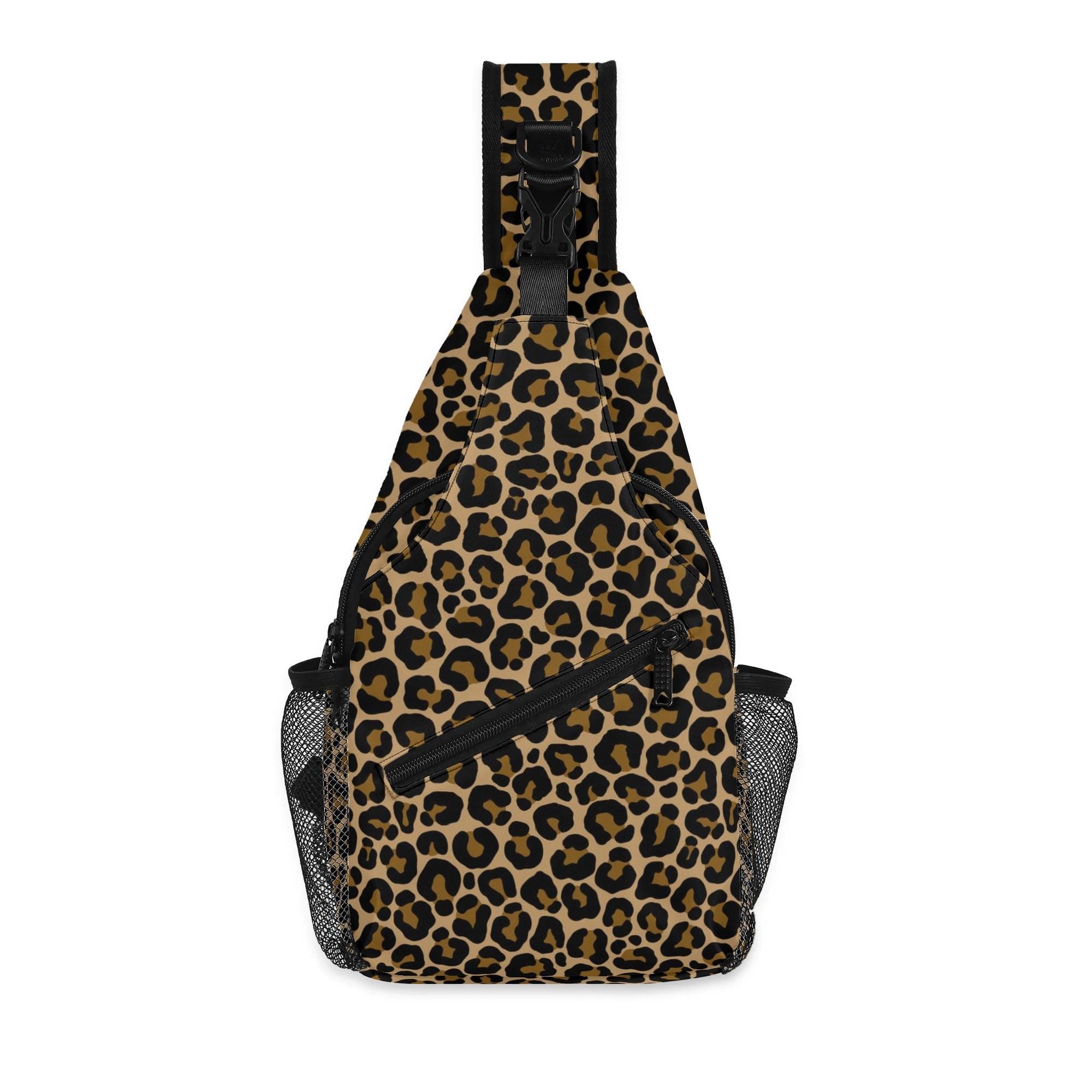 Leopard Chest Crossbody Sling Bag With Adjustable Strap, Animal