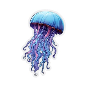 Jellyfish Sticker Decal, Ocean Sea Art Vinyl Laptop Cute Waterbottle Tumbler Car Waterproof Bumper Clear Aesthetic Die Cut Wall