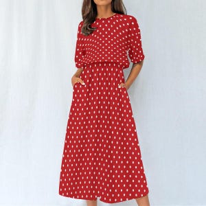 Womens Red and White Long Dresses - Etsy