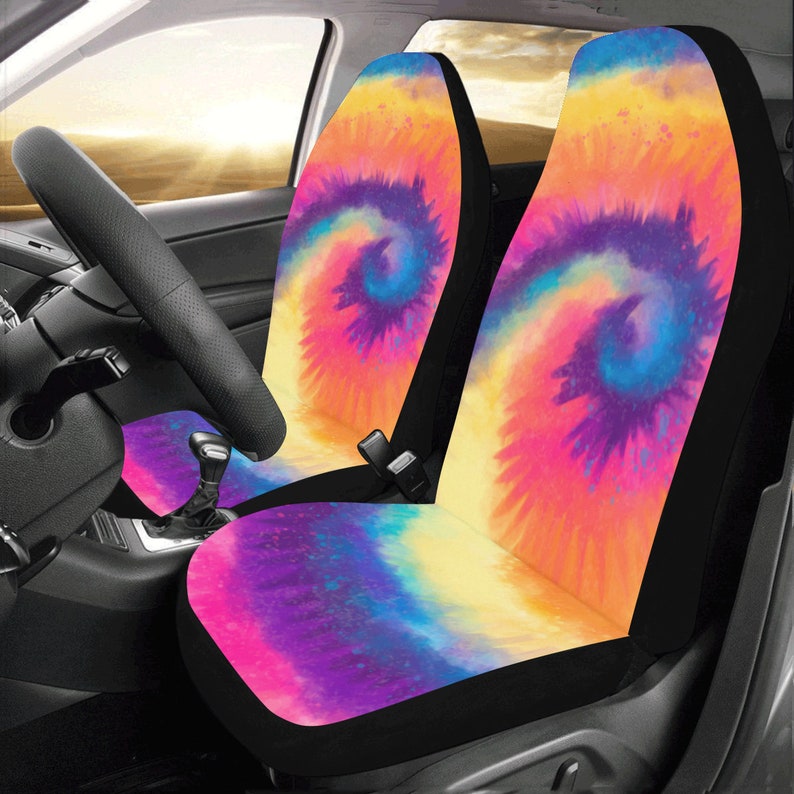 Rainbow Tie Dye Car Seat Covers 2 pc Colorful Swirl Pattern Etsy