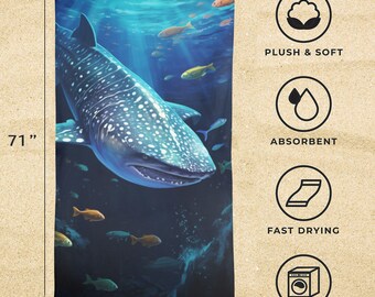 ジンベイザメ 特大ビーチタオル オーシャン 海 魚 プール マイクロ