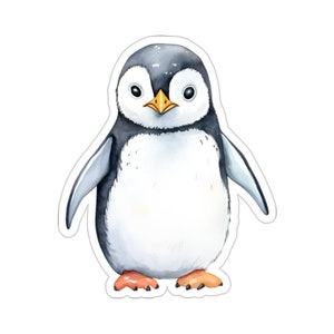 Lindo pingüino pegatina calcomanía, animal acuarela pájaro arte vinilo portátil lindo botella de agua vaso coche impermeable parachoques claro pared estética