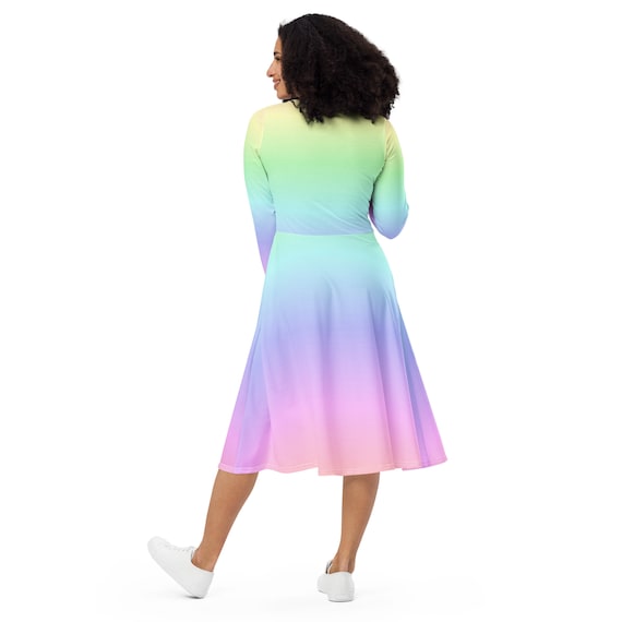 Long sleeve cheap multicolor dress
