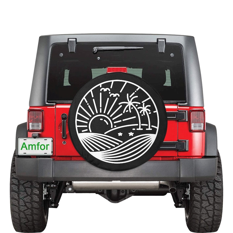 Jeep Tire Cover Spare Wheel Cover Rising Sun Palm Trees Etsy