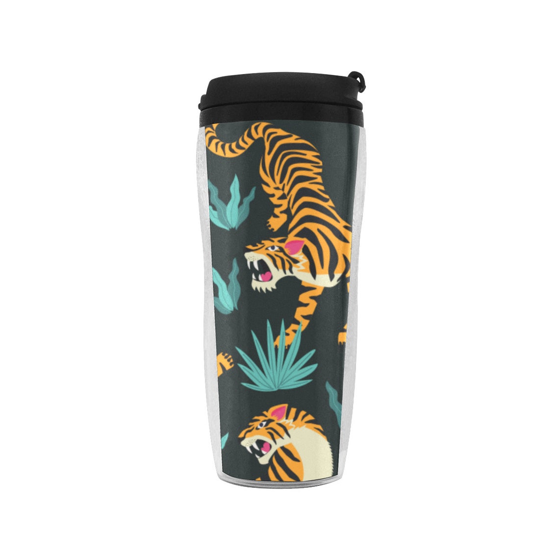 Asian Tiger Art Insulated Tumbler Animal Print Leaves Etsy