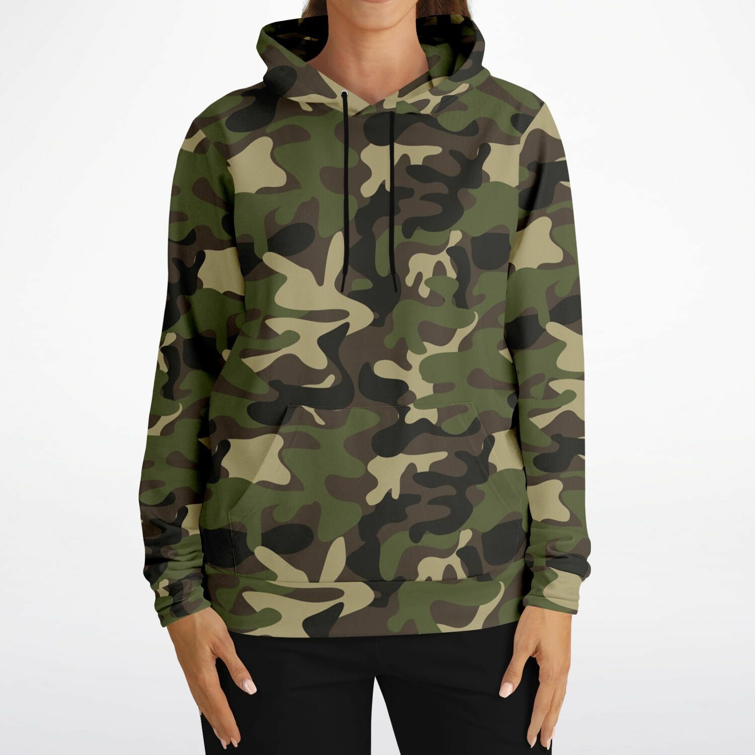 Code V Adult Camouflage Hooded Pullover Sweatshirt - Green Woodland Fleece Lined Hoodie (3X-Large) - View #2