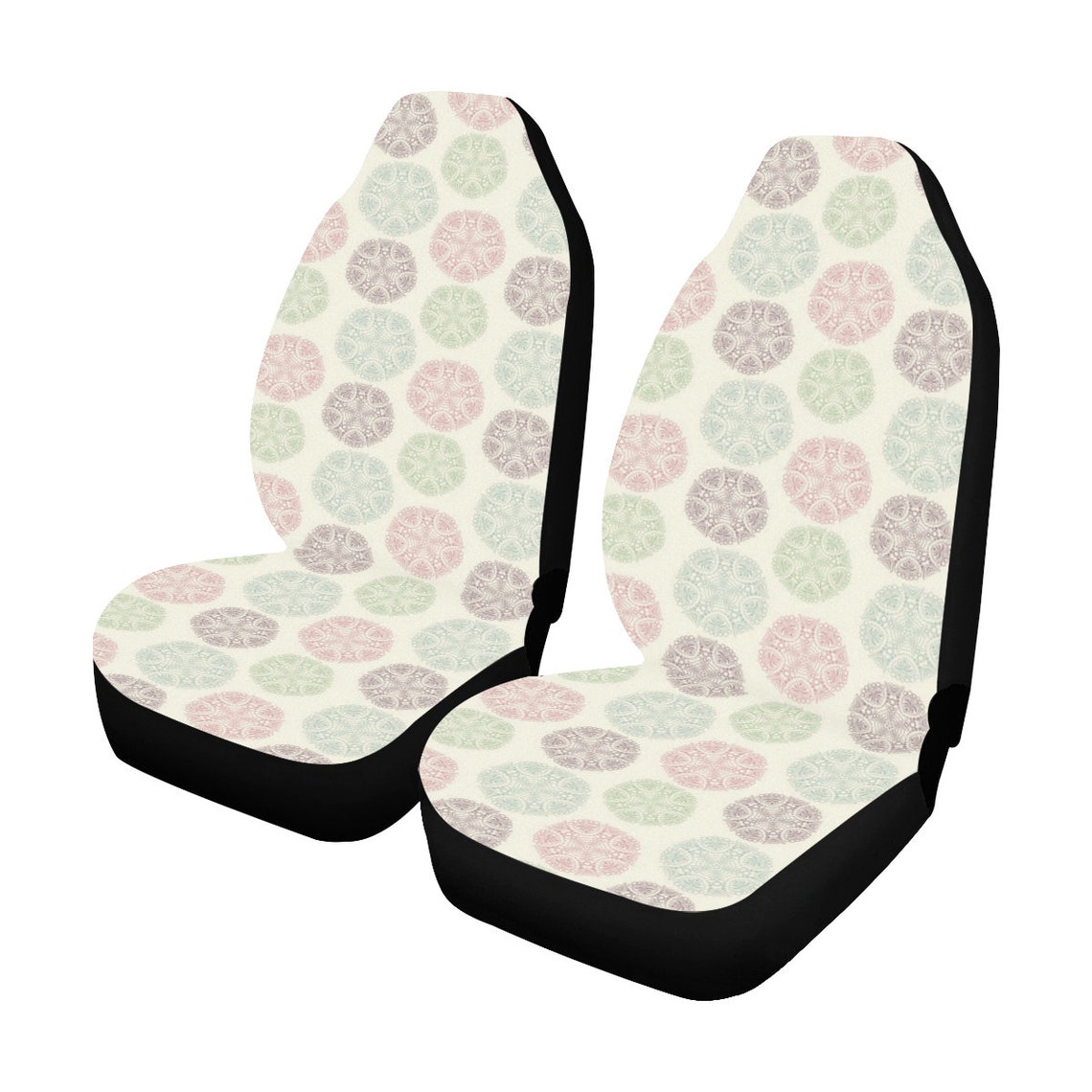 Mandala Cream Car Seat Covers 2 Pc Floral Pastel Spiritual Etsy Singapore